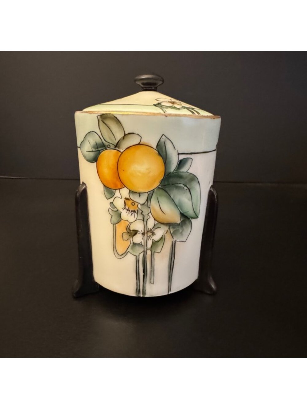 Thomas Of Bavaria Porcelain Jam Jar With Hand-Painted Orange Motif & Lid